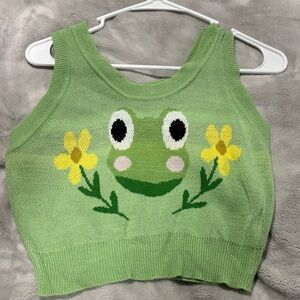 Charming Green Frog Sweater Vest